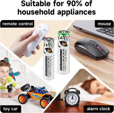 Акумуляторних літієвих батарейок AAA із зарядним пристроєм, 8 слотів USB-C Type-C, незалежна зарядка, РК-дисплей, інтелектуальна швидка зарядка для батарейок AAA, акумуляторні батарейки 1,5 В, зарядний пристрій AAA 8 батарейок AAA, 8