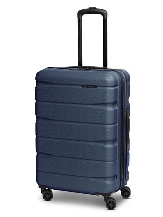 Валіза Franky для чоловіків та жінок Середній візок 44,5 x 28 x 66 см виготовлена з високоякісного, ударостійкого ABS-матеріалу Розсувна та телескопічна ручка Серія Munich 4.0 темно-синього кольору, матовий колір, 66 см