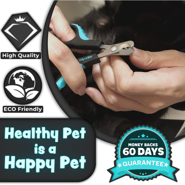 Кусачки для котячих кігтів H&H Pets, гострі як бритва леза з нержавіючої сталі, міцні нековзні ручки, аксесуари для котів та дрібних тварин, професійний грумінг вдома