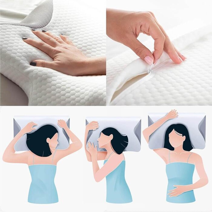 Подушка для відпочинку ZYVO для голови та шиї, терапевтична подушка для сну, апное, ортопедична подушка, хропіння, апное, підтримка шиї, знімна та миється, ефективно покращує проблеми зі сном (чорна)