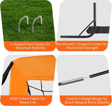 Дитячі футбольні ворота BELEEV для саду 4x3/6x4 фути, високоякісний портативний складний комплект футбольних воріт зі світлодіодними ліхтарями, скловолокнистими стійками, сумкою для перенесення, для тренувань у приміщенні та на відкритому повітрі, подарун