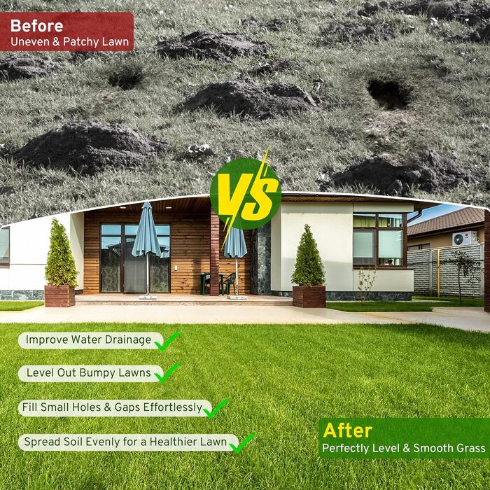 Гребінь-рівняльник для газону, інструмент для вирівнювання ґрунту, легке вирівнювання та догляд за газоном для саду, подвір'я, гольф-поля, 90x30x210 см