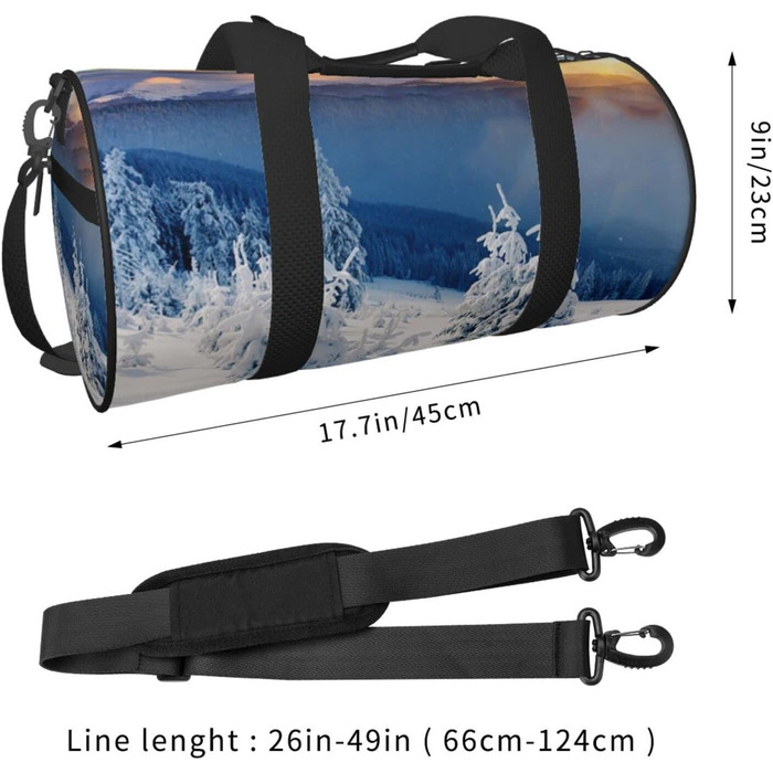 Спортивна сумка для подорожей Захід сонця, зимова, гірська, з принтом, дорожня сумка на ніч, чорна, універсальний розмір