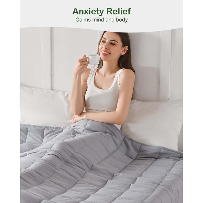 Обтяжена ковдра Sivio для дорослих 6 кг, дихаюча обтяжена ковдра, м&39який матеріал зі скляними намистинами для всіх сезонів, диван-ліжко, 135 x 200 см, сірий 135 x 200 см-6 кг сірий