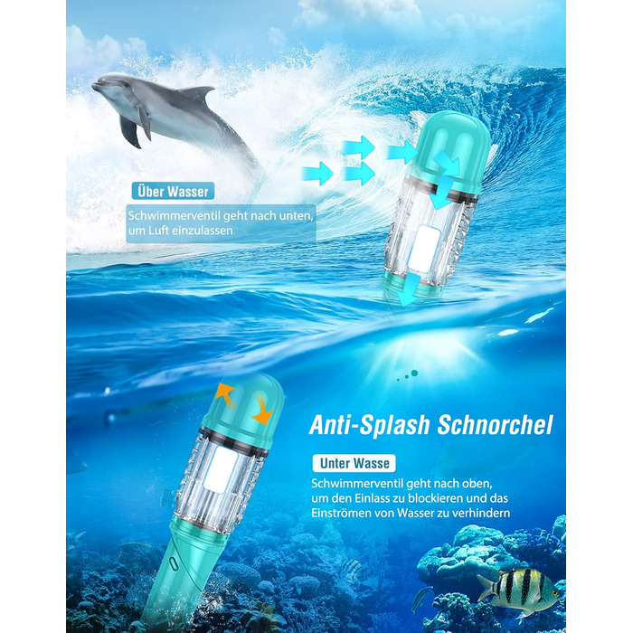 Набір для дорослого з маскою для підводного плавання з регульованими ластами, маскою для підводного плавання із захистом від протікання та запотівання та сухою маскою, професійний набір для підводного плавання 3 в 1, розмір S/M зелений