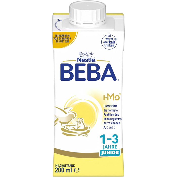 Готовий до вживання молочний напій BEBA Junior 1-3 роки, дитяче харчування з HMO 2&39-FL, без пальмової олії, 6 шт. (6 x 200 мл)