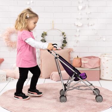 Коляска для ляльок, складна, з подвійними колесами, фіолетова, 50 x 27,5 x 55 см, 30112AA -