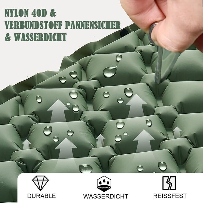 Ультралегкий килимок/надувний матрац для кемпінгу - Самонадувальний кемпінговий матрац (зелений)