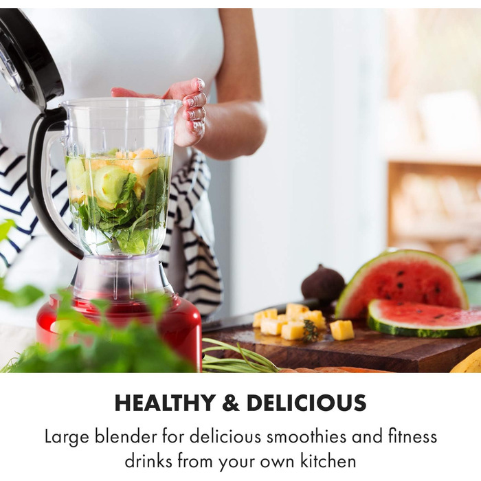 Багатофункціональний блендер Підставка Міксер Подрібнювач Кухонна терка Соковижималка Кухонний комбайн, 1000 Вт, Безступінчастий, 6 режимів, без BPA, 3 літри, 3 л мірний стакан, лопатка, червоний