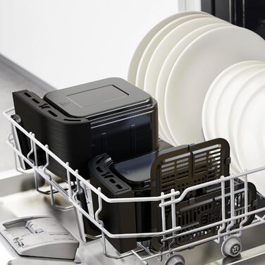 Двокамерна фритюрниця Tefal EY9018 Dual Easy Fry Ємність 5,2/3,1 л дві незалежні шухляди 7 автоматичних програм енергозберігаючі Чорний