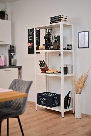 Стелаж SCHULTE з 4 полицями PowerMAX, вантажопідйомність 60 кг, 180x60x40 см (ВxШxГ), білий, полиця для зберігання, полиця для майстерні, полиця для підвалу, полиця для гаража, металева полиця, білий 180x60x40 см