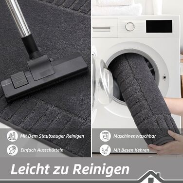 Килимок для дверей BEQHAUSE для прихожих, килимок для вхідних дверей, що миється, 80 x 120 см, килимок для прихожих, що прається в пральній машині, нековзний, килимок для передпокою, коридор, темно-сірий 80 x 120 см (прямокутний) темно-сірий