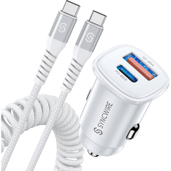 Автомобільний зарядний пристрій SYNCWIRE USB-C PD 45W & QC 45W - швидка зарядка для автомобільного зарядного пристрою USB з пружин