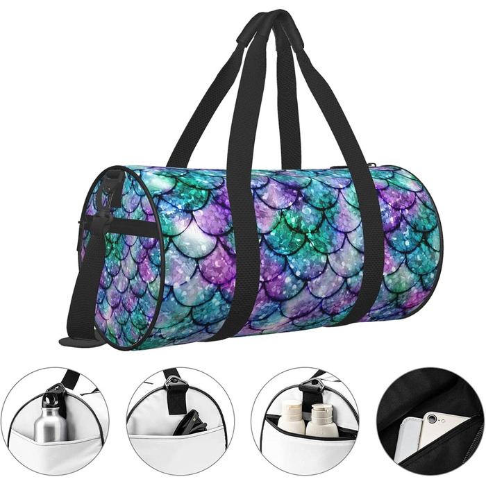 Спортивна сумка з ефектом омбре Хвіст Русалки, велика дорожня сумка для фітнесу, на вихідні та подорожей для жінок та чоловіків