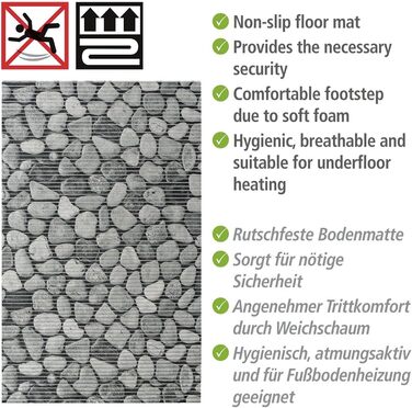 Килимок WENKO Sassi Soft з піни, нековзний килимок для підлоги, універсальне використання як килимок для душу, що легко доглядається, та брудовідштовхувальний килимок для кухні, гігієнічний, повітропроникний, можна різати, 50 x 80 см / пластик 80 x 50 см 