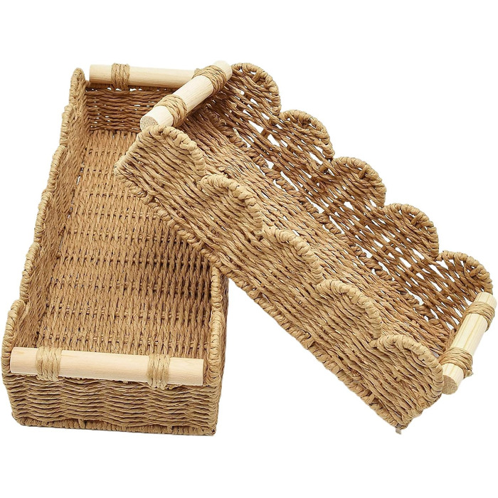Плетений кошик для зберігання, набір з 2 шт. , кошики для зберігання у ванній кімнаті, декоративні кошики, кошик-органайзер для пеленального столика на кухню, дитячу кімнату, вітальню, кошик для рушників та туалетного паперу (натуральний)