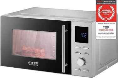 Мікрохвильова піч TZS First Austria 1100 Вт з функцією гриля 800 Вт, ємність 20 л (брутто), функція швидкого старту, LCD дисплей, 8 автоматичних програм, 700 Вт, нержавіюча сталь