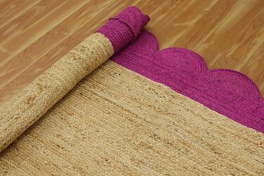 Великий килим кілім 30,5 х 38,1 см, хвилястий килим, бежево-рожевий, тканий джутовий килим, для приміщень і вулиць, плоске плетінн