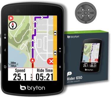 Велокомп'ютер Bryton Rider 650 E, 2.8 дюйма, ANT/BLE, Електроніка/Пластик, Чорний