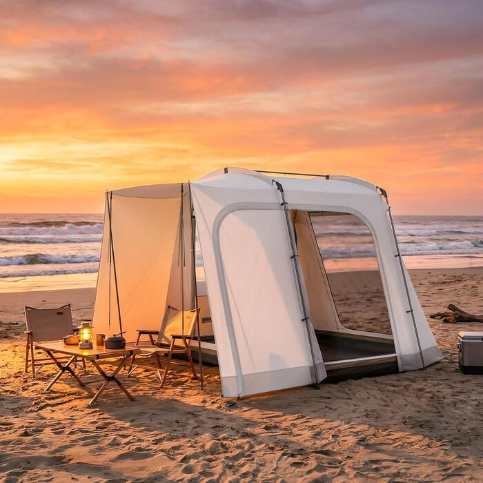 Намет Outsunny для автомобіля 2-в-1 для 2-4 осіб, 320 x 280 x 205 см, водонепроникний тунельний намет з 4 дверима, вікнами, тамбуром, підлогою та сумкою для транспортування. Сімейний намет для кемпінгу, подорожей та позашляховиків.