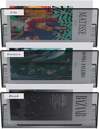 Міцний металевий тримач для журналів EasyPAG з 3 відділеннями, настінний тримач для журналів, тримач для файлів, тримач для документів, підвісний органайзер для журналів, тримач для флаєрів, диспенсер для брошур, чорний