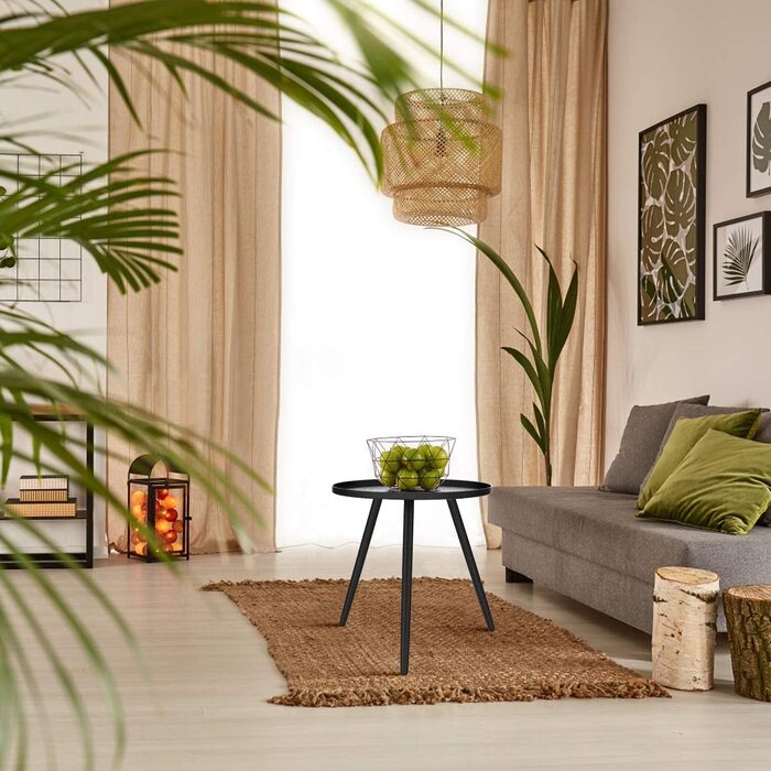 Металевий журнальний столик, 46 x 50 см, сучасний круглий диван-столик для вітальні, чорний, практична тумбочка для спальні