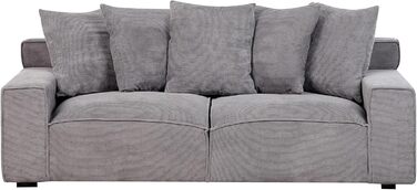 Місний диван Beliani, оббивка з темно-сірої вельветової тканини, 5 декоративних подушок, широкі підлокітники, Віскан, 3-