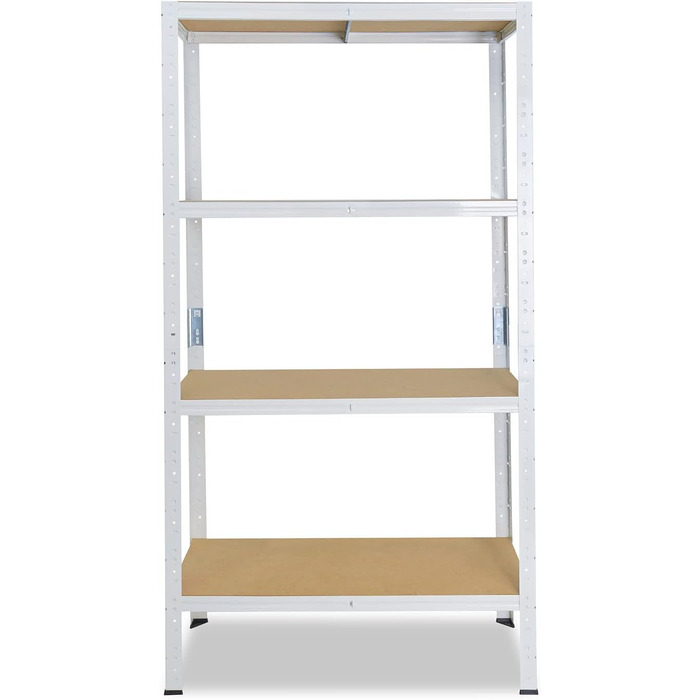 Надміцний домашній стелаж, білий/металевий стелаж з 4 полицями/металевий стелаж для підвалу, гаражний стелаж, стелаж для майстерні або стелаж для зберігання/змішаний металевий стелаж з вантажопідйомністю 175 кг В 155см / Ш 120см / Г 45см, 155x120x45