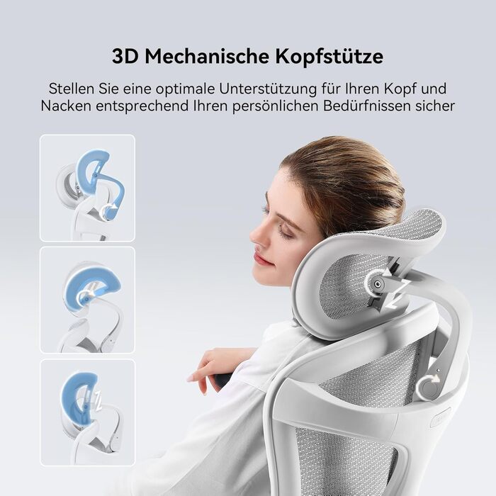 Ергономічне офісне крісло SIHOO з динамічною поперековою підтримкою, 3D-підлокітниками та регульованою спинкою, підставкою для ніг для додаткового комфорту, стільце для домашнього офісу, Doro C300 біло-біла основа з підставкою для ніг