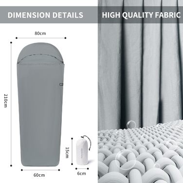 Ковдра для спального мішка Naturehike Ultralight (лише 128 г) з внутрішнім спальним мішком малого розміру для походів, хостелів, котеджів, кемпінгу - синя