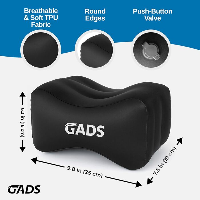 Надувна подушка для колін для сну на боці Дорожня подушка для колін, ніг, подушка для сну на боці для полегшення болю в стегнах, спині та сідничному нерві, легка та портативна для подорожей чорна