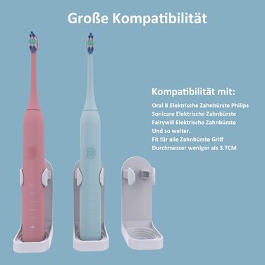 Електричний тримач для зубних щіток HOMMAND 2 Pack для настінного кріплення, міцний тримач для електричних зубних щіток, регульова