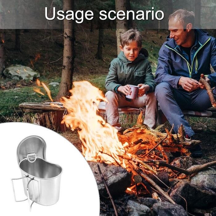 Кемпінгова кружка зі складною ручкою, 700 мл, кружка з нержавіючої сталі з кришкою, для активного відпочинку, кемпінгу, походів та пікніків