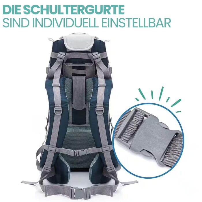 Переноска Fillikid - люлька на спині із захистом від сонця, поясом, дитячим рюкзаком і відділеннями для зберігання - рюкзак для по