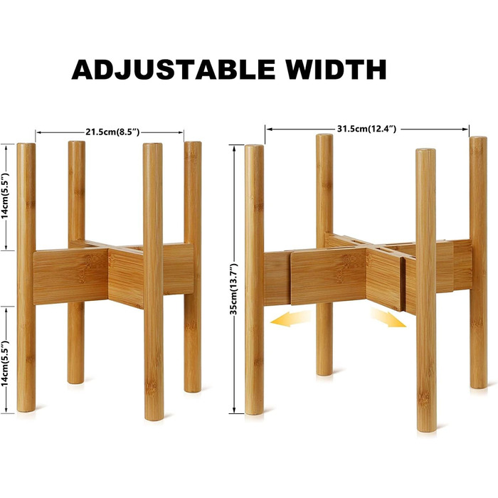 Підставка для рослин, регульована підставка для квіткових горщиків, дерев&39яна підставка для квіткових горщиків, підставка для горщиків для використання в приміщенні та на вулиці, для горщиків діаметром до 21,5-31,5 см, 1 упаковка (горщик не входить до к