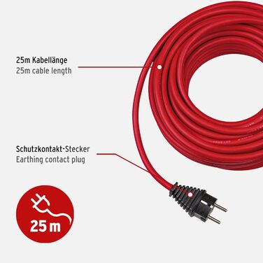 Подовжувач будівельного майданчика Brennenstuhl (зовнішній подовжувач із кабелем червоного кольору, маслостійкий, для постійного використання на відкритому повітрі IP44) (25 м, комплект із барабаном для зберігання)