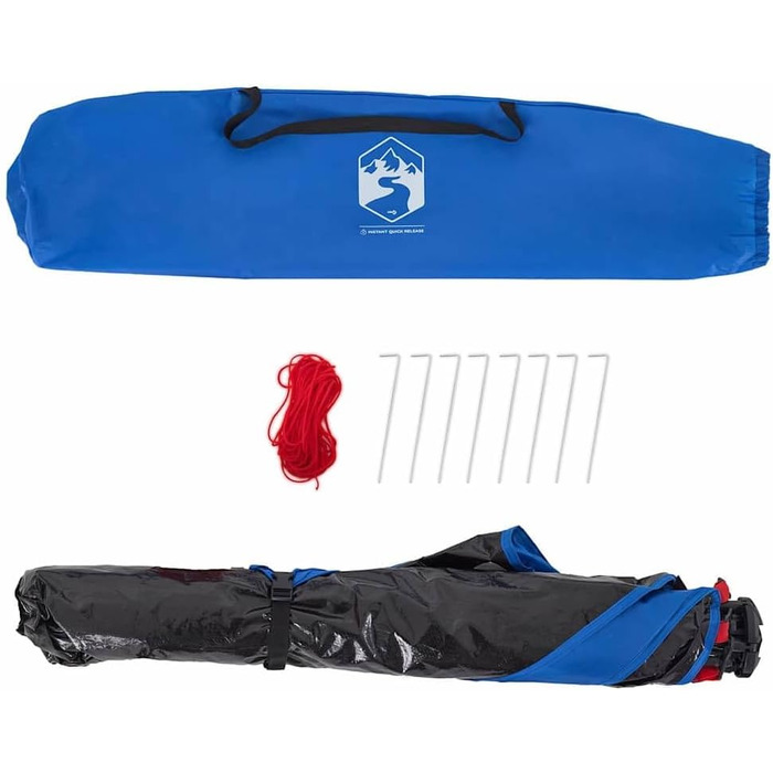 Пляжний намет vidaXL, пляжний намет із системою швидкого зняття, водонепроникний кемпінговий намет з відкритим входом, захист від сонця, блакитно-синій, 190T поліестер