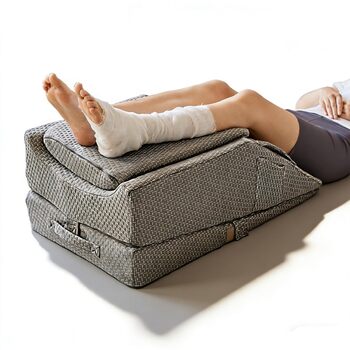 Багатофункціональна подвійна подушка для підняття ніг 9-в-1, 3 режими для колін, щиколоток та ніг, регульоване по висоті U-подібне положення ніг, бічні кишені та ручки, чохол з повітряним шаром, що прається (сірий сірийповітрянийшаровийчохолдляног)