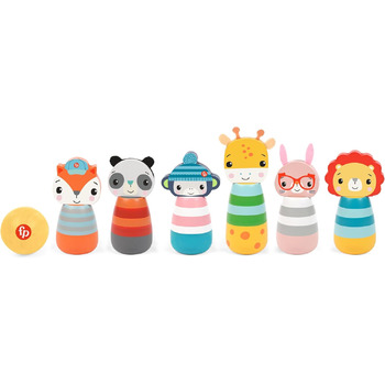 Дерев&39яні кеглі Fisher-Price 173A, підходять для гри в приміщенні та на вулиці, для дітей віком від 3 років
