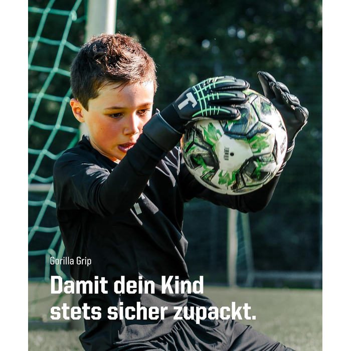 Воротарські рукавички T1TAN Beast Junior для дітей, розмір 4-6, вік 5-11 років, 3 мм Gorilla Grip, хлопчачі воротарські рукавички, високі, велика поверхня для лову, дихаючі, розмір 5 (8-9 років), Fluo Beast Junior 3.0