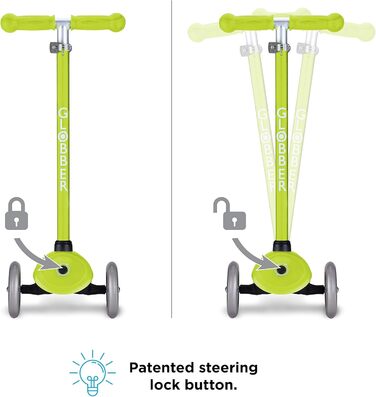 Самокат дитячий, 120/80 мм, ABEC 5, 3 колеса, регульований по висоті, один розмір зелений