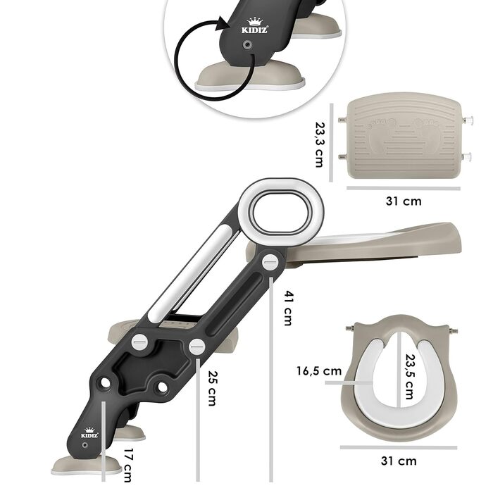 Дитяче сидіння для унітазу KIDIZ, крісло для унітазу зі сходинками та ручками, Складне дитяче сидіння для унітазу, горщик, горщик,