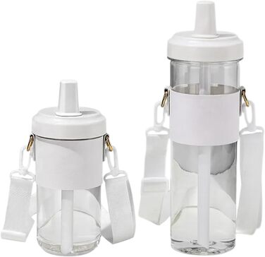 Чашка для пиття з плечовим ременем. Практична пляшка для води зі знімною трубочкою. Виготовлена з пластику. Для любителів напоїв. З плечовим ременем.