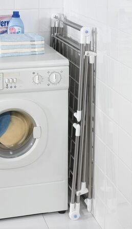 Сушарка для білизни WENKO Profi Plus, розкладна, нержавіюча сталь, матовий сріблястий, 196 x 90 x 63 см