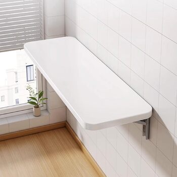 Настінний розкладний стіл, обідній стіл з МДФ, комп&39ютерний стіл для кухні, вітальні, маленький, плаваючий стіл, компактний (80 x 50 x 1,6 см, білий) Білий 80x50x1,6 см