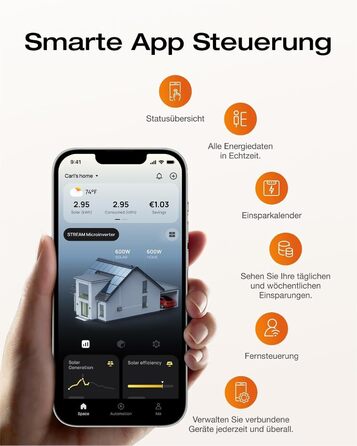 Балконна електростанція Solarway 1000 Вт / 800 Вт у комплекті з штекерним підключенням - Найновіший інвертор EcoFlow Stream 800 Вт - Повний комплект сонячної системи - Двосторонні чорні сонячні панелі 500 Вт, EcoFlow та аксесуари