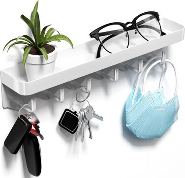 Ключниця Gvolatee з полицею і 6 гачками, компактна портативна ключниця-органайзер, дошка для ключів без свердління для настінного