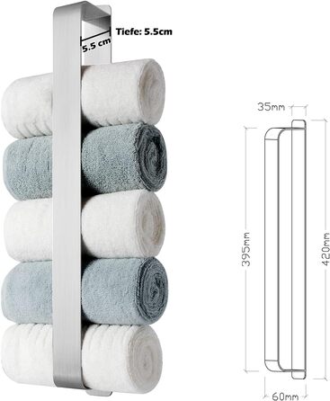 Полотенцесушитель без свердління, гостьовий полотенцесушитель самоклеючий, настінний полотенцесушитель з нержавіючої сталі 42CM A