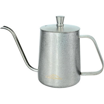 Кавоварка Erkundpresso Gooseneck Pour Over Coffee Pot 350 мл, Кавоварка з гусячою шийкою, антикварне виріб із нержавіючої сталі, промислове ретро, ручний крапельний чайник для подорожей і кемпінгу - срібний