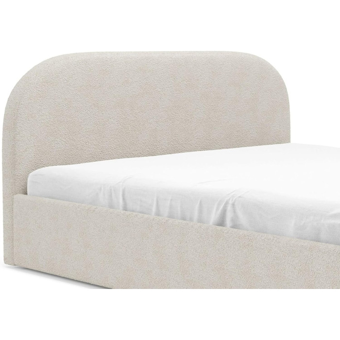 Ліжко Moon з м&39якою оббивкою 90x200 120x200 140x200 160x200 180x200 200x200 з металевою коробкою для зберігання, плетіння букле, без матраца (Source 02 - Cream, 160x200) Source 02 - Cream 160x200